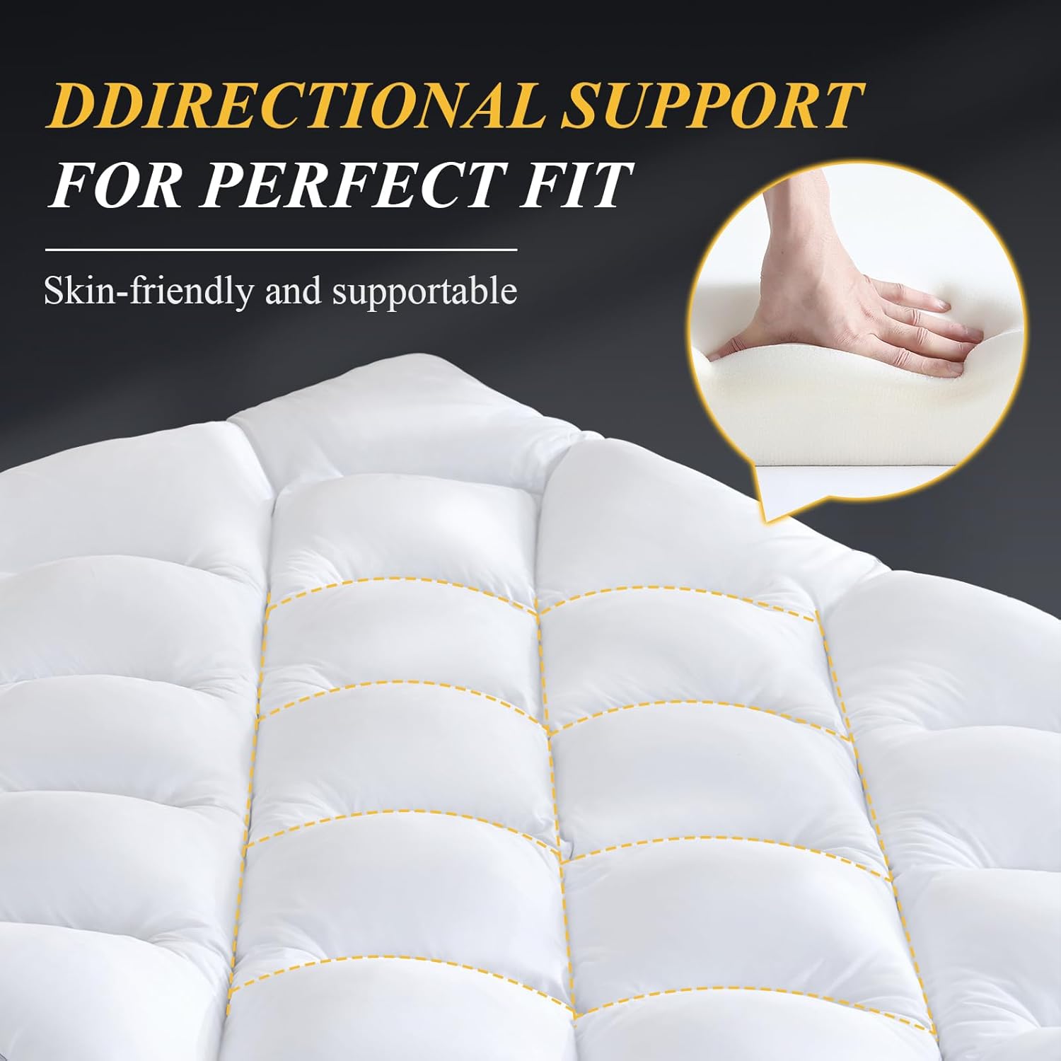 DOWNCOOL 3 Inch King Mattress, Ultra Thick and Fluffy Supportive Memory Foam Mattress Topper for Body Pain, Pad with Breathable Mesh Design for Deep Sleep, 80x78x3 Inches